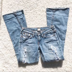 True Religion destroyed wide flare leg denim, 29